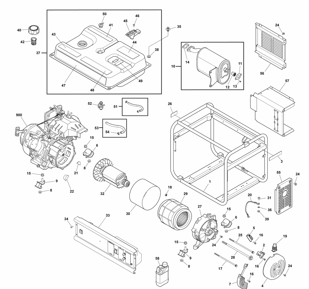 Main Unit Diagram and Parts List for 030756-01  Briggs and Stratton Generator